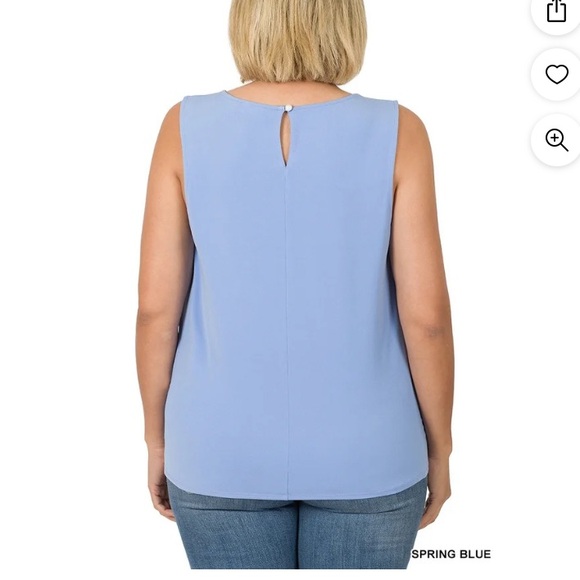 3X Zenana Spring Blue Sleeveless Blouse - Picture 9 of 12